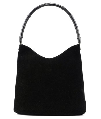 Black Suede Bamboo Hobo Shoulder Bag prix pour 