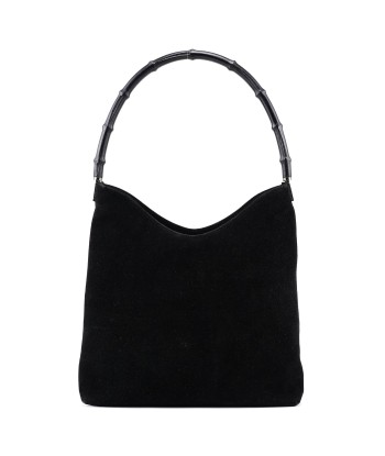 Black Suede Bamboo Hobo Shoulder Bag prix pour 