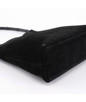 Black Suede Bamboo Hobo Shoulder Bag prix pour 