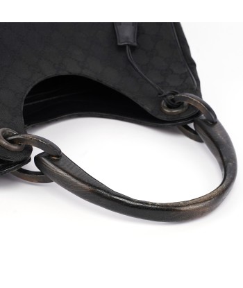 Black GG Wood Handle Shoulder Bag Pour