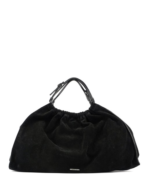 Black Suede Dual Handle Bag france