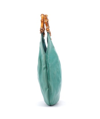 Turquoise Calfskin Bamboo Top Handle Bag acheter en ligne