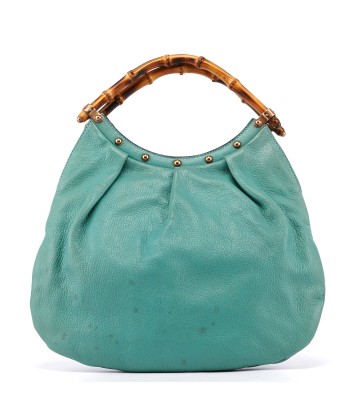 Turquoise Calfskin Bamboo Top Handle Bag acheter en ligne