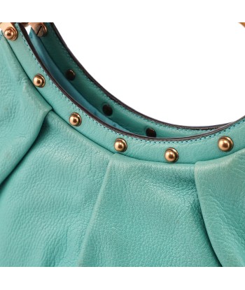 Turquoise Calfskin Bamboo Top Handle Bag acheter en ligne