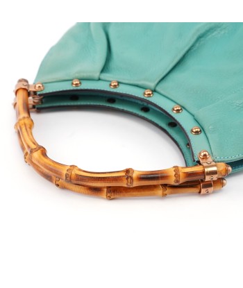 Turquoise Calfskin Bamboo Top Handle Bag acheter en ligne