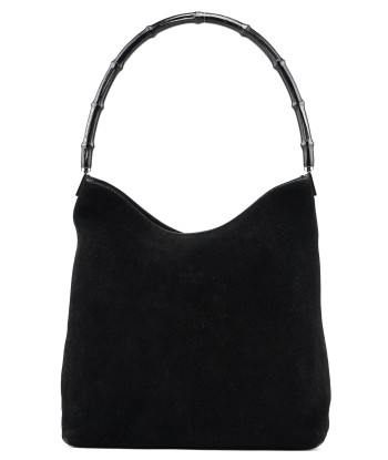 Black Suede Bamboo Hobo Shoulder Bag JUSQU'A -70%! 