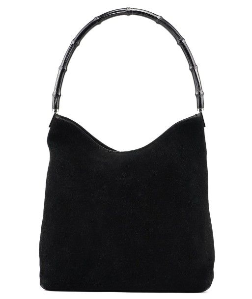 Black Suede Bamboo Hobo Shoulder Bag JUSQU'A -70%! 