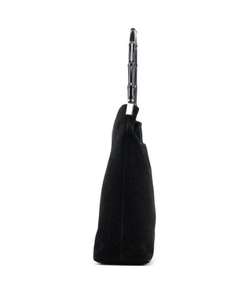 Black Suede Bamboo Hobo Shoulder Bag JUSQU'A -70%! 