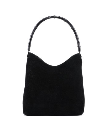 Black Suede Bamboo Hobo Shoulder Bag JUSQU'A -70%! 