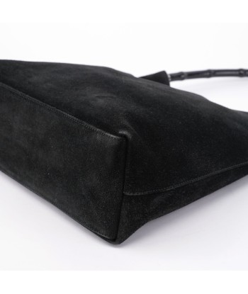 Black Suede Bamboo Hobo Shoulder Bag JUSQU'A -70%! 