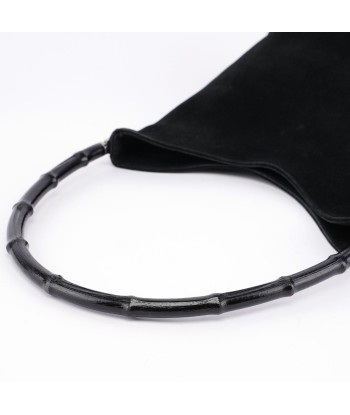 Black Suede Bamboo Hobo Shoulder Bag JUSQU'A -70%! 