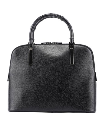 Black Leather Bamboo 2-Way Tote ou a consommer sur place