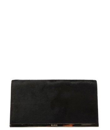 Black Fur Gold Plate Clutch Bag en ligne des produits 