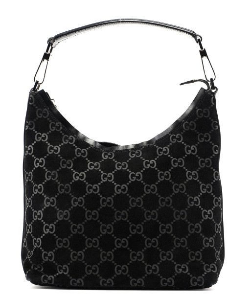 Black Suede GG Hobo Shoulder Bag français