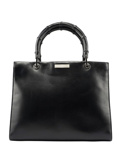 Black Calfskin Bamboo 2-Way Tote de l' environnement