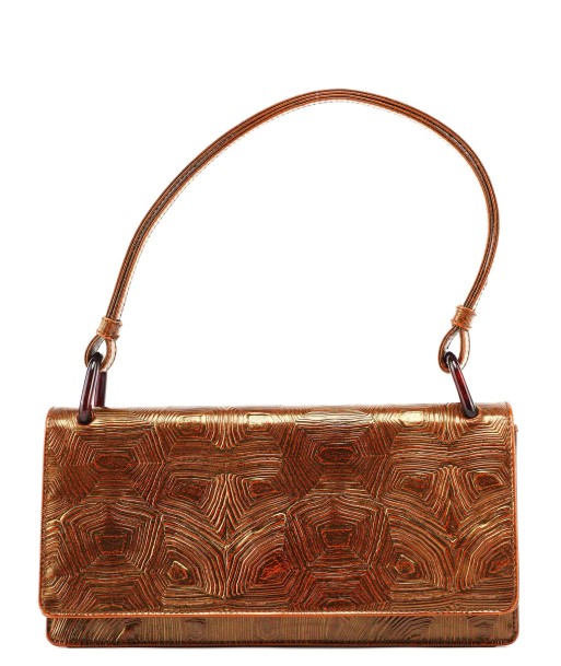 Bronze Tartaruga Patent Shoulder Bag store